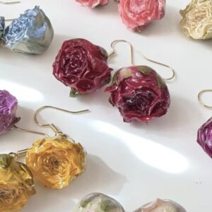 Boucles d'oreilles en Vrai Rosé (plusieurs couleurs-simple)