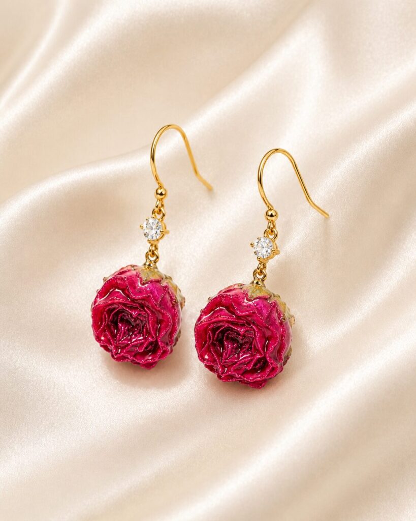 Boucles d'oreilles rose éternelle